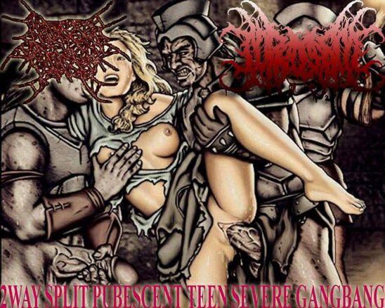 Whore Torture &amp; Coprogasm - 2 Way Split Pubescent Teen Severe Gang Bang (Split)