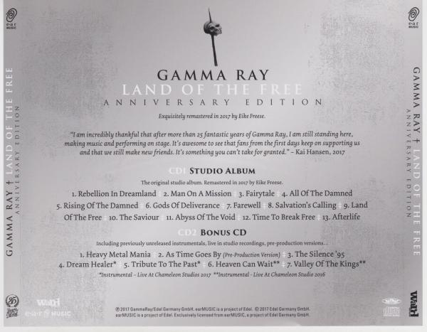 Gamma Ray - Land Of The Free (Anniversary Edition 2CD) (Japanese Edition 2017)