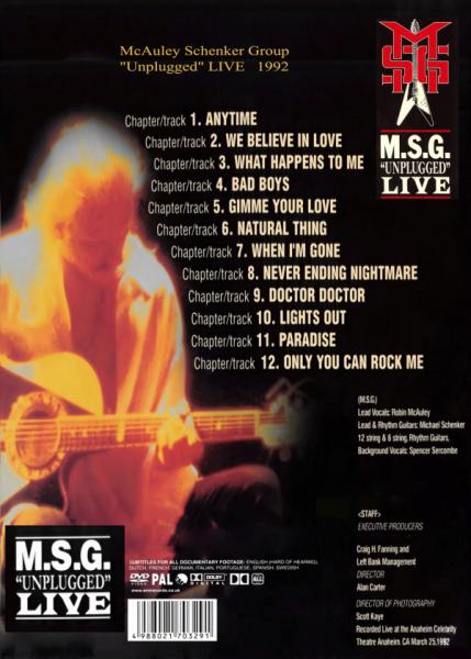 McAuley Schenker Group - "Unplugged" LIVE (DVD)