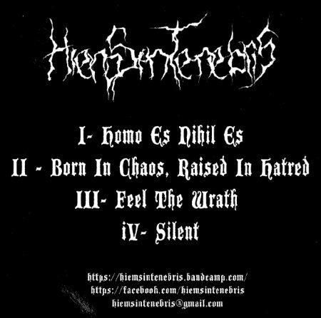 Hiems In Tenebris - Born in Chaos, Raised in Hatred (EP)